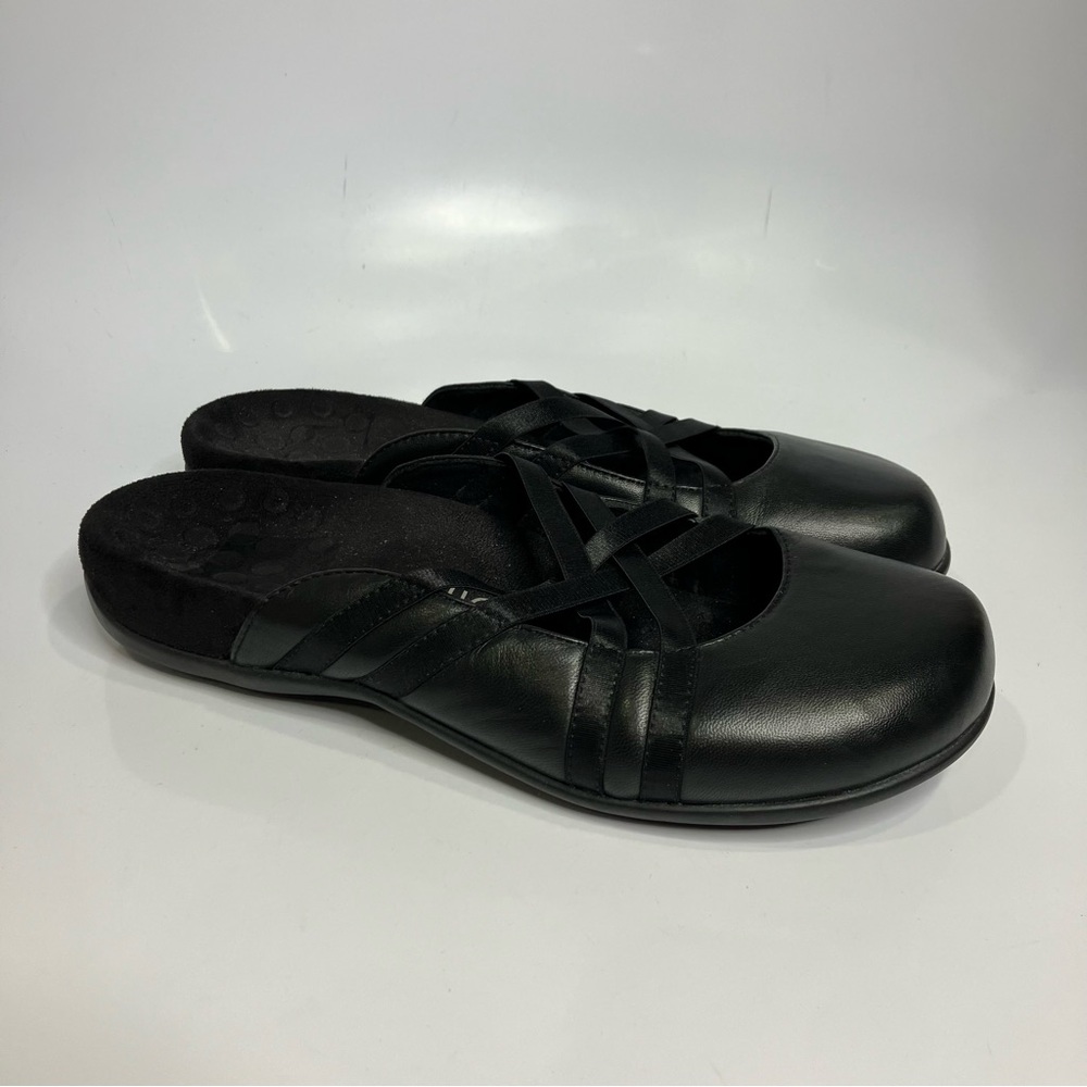 Vionic Claire black leather mules slip on shoes‎ women's size 9 business casual